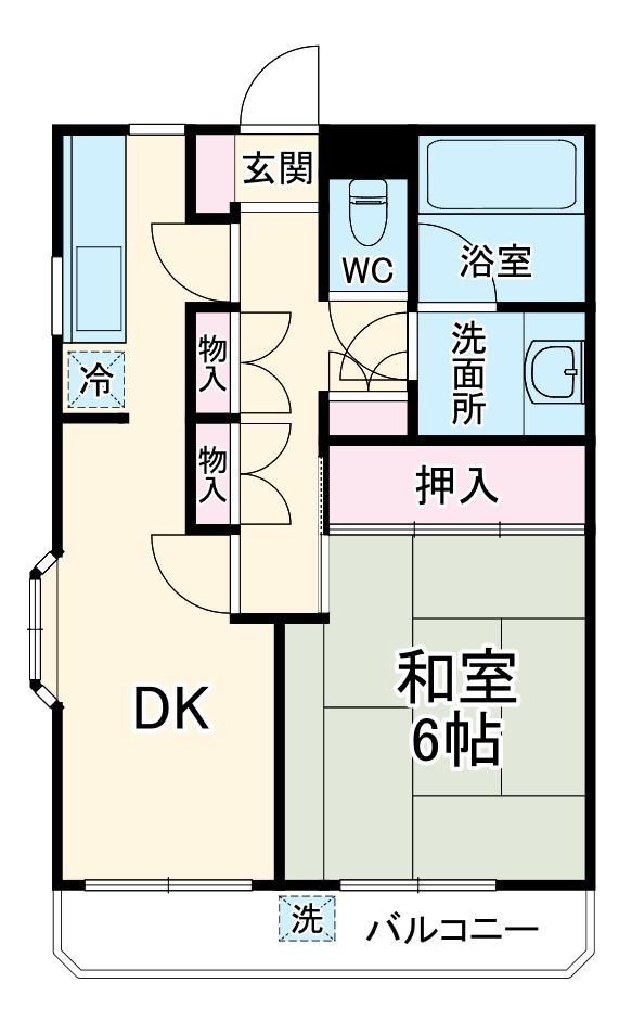サンウィング新松戸Ⅰ(1DK/3階)の間取り写真