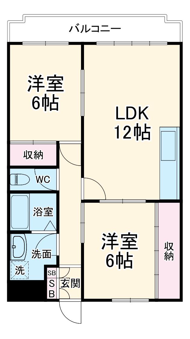 フォンテーヌ(2LDK/2階)の間取り写真