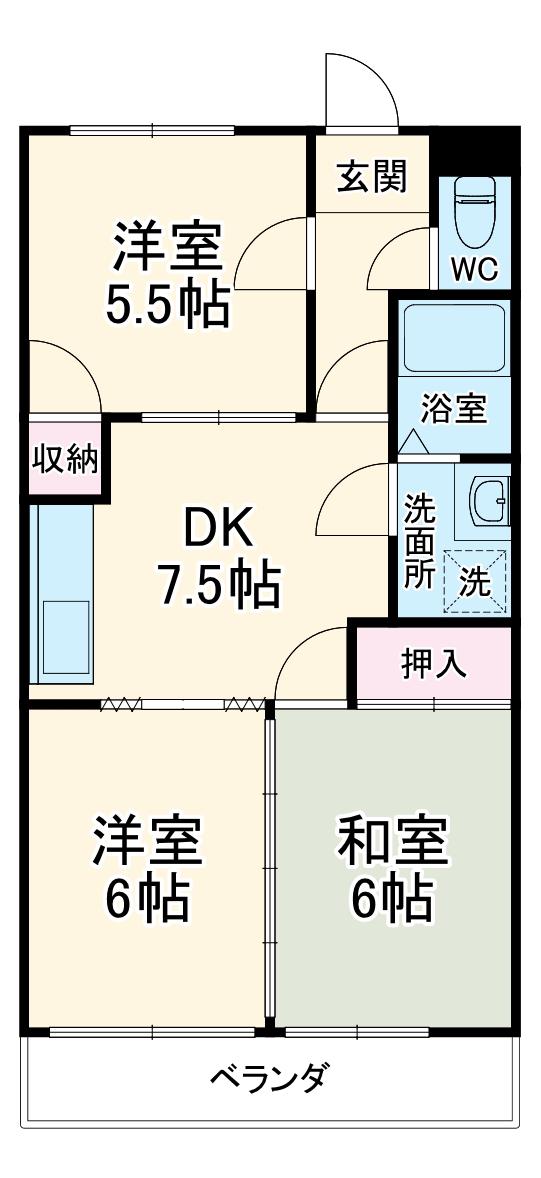 トヨダアメニティホームズ(3DK/3階)の間取り写真