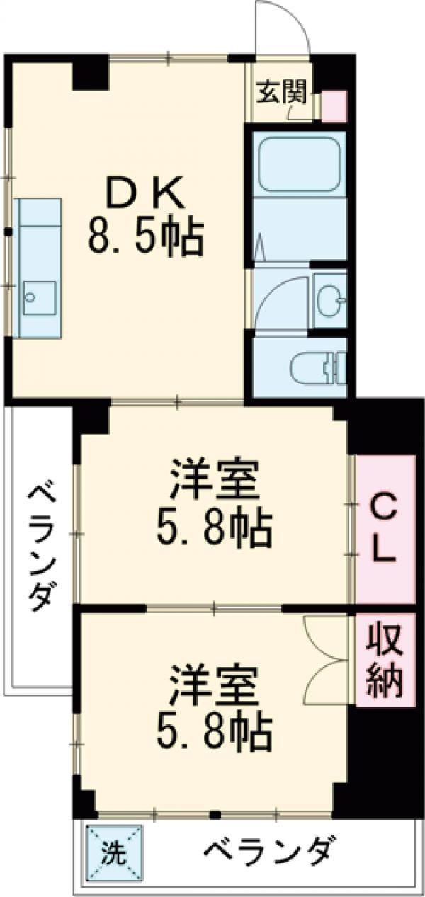山光ハイム2(2DK/2階)の間取り写真
