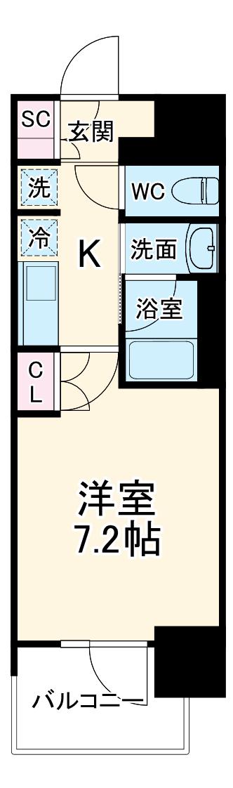 ザ・ライオンズフォーシア今池(1K/6階)の間取り写真