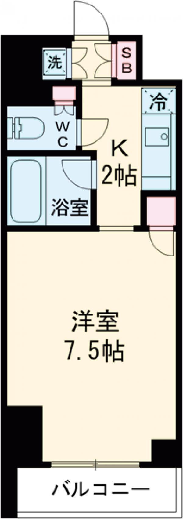 ルーブル学芸大学参番館(1K/8階)の間取り写真