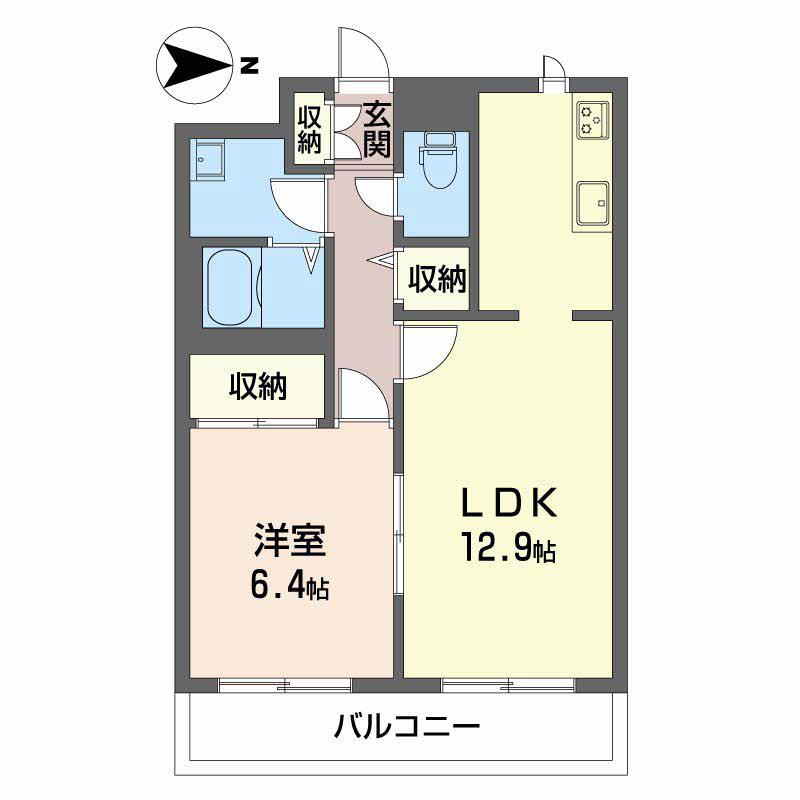 グランドメゾン西小川(1LDK/3階)の間取り写真