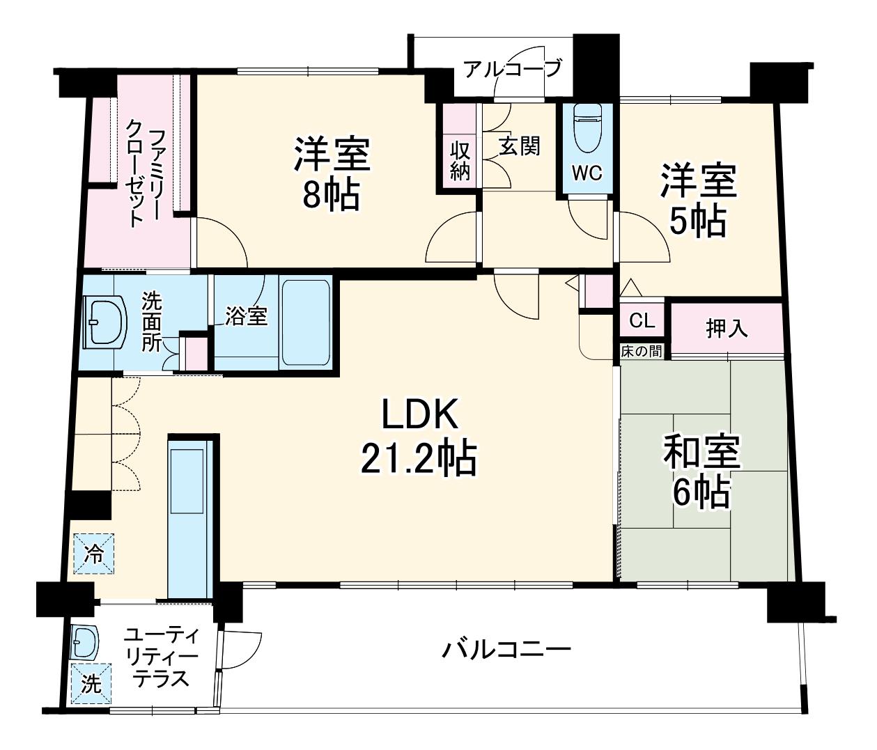 ヒューマンスクエアたまプラーザヒルテイジ(3LDK/2階)の間取り写真