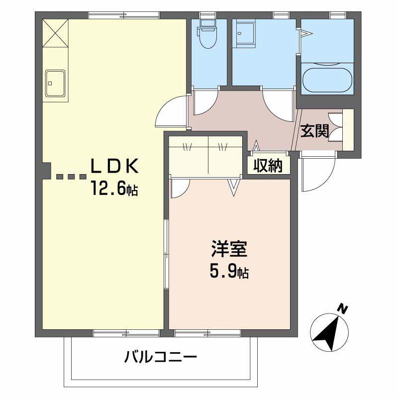 グリシーヌ(1LDK/2階)の間取り写真