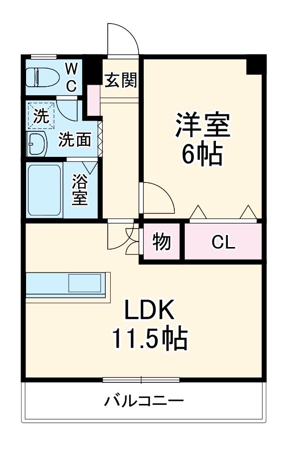 コーキア富洲原(1LDK/2階)の間取り写真