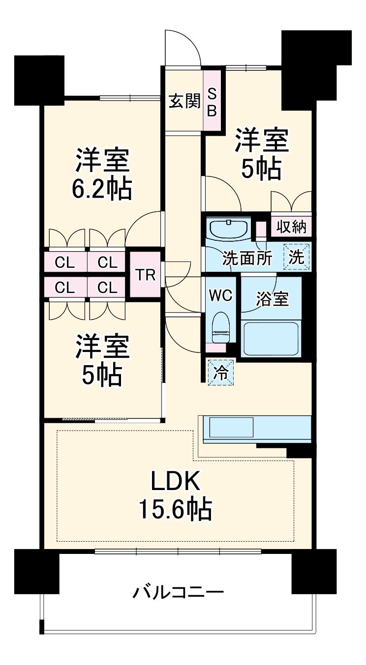 ライオンズ茅ヶ崎ザ・アイランズ1街区(3LDK/13階)の間取り写真