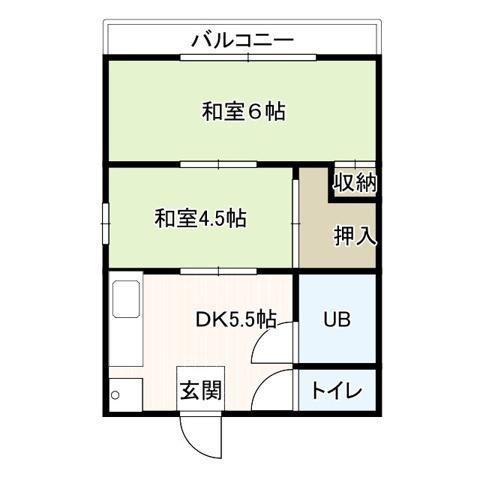 スマイルコーポQ(2K/1階)の間取り写真