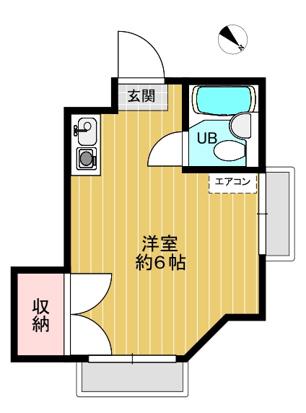 エンゼルハイム(ワンルーム/1階)の間取り写真