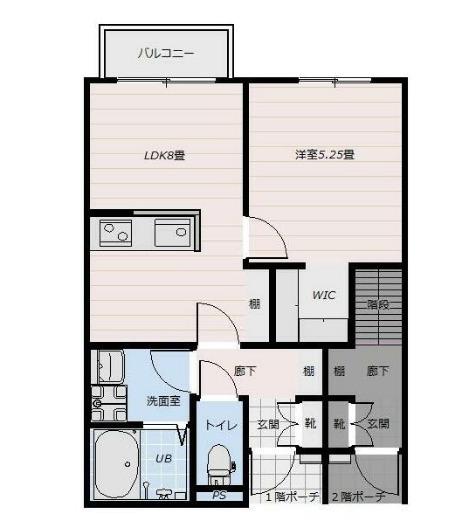 ドールヒルズA棟(1LDK/1階)の間取り写真