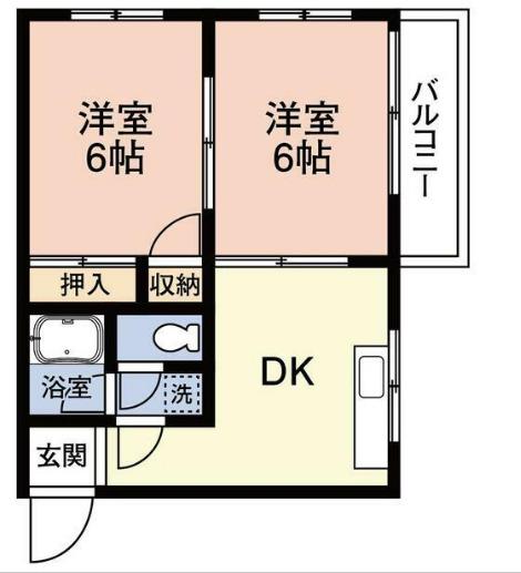 グランジュール五井(2DK/1階)の間取り写真