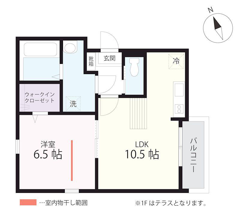 QUIET CRAB HOUSE TOGETHER 和田町(1LDK/3階)の間取り写真