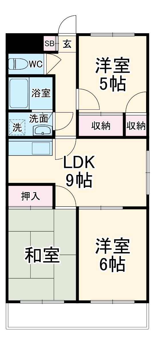 リバーサイドN(3DK/2階)の間取り写真