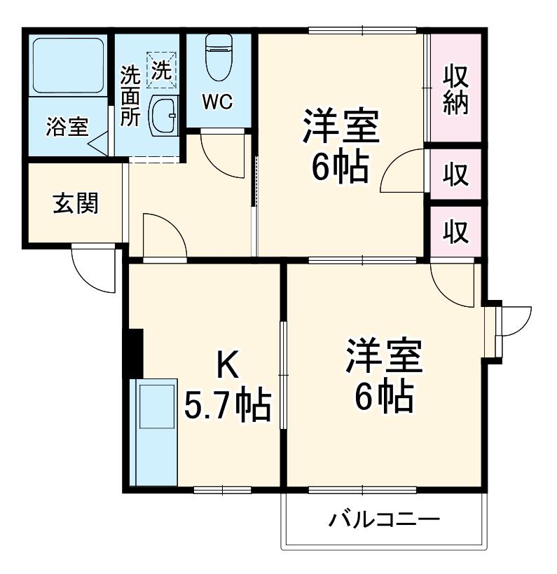 ブルーパレス深石(2DK/2階)の間取り写真