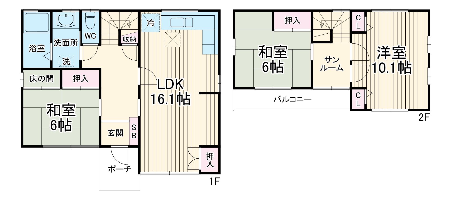 東急田園都市線 青葉台駅 徒歩20分 2階建 築44年(3LDK)の間取り写真