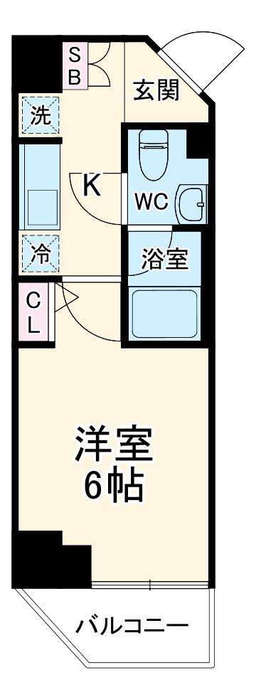 LOG登戸STATION ウエスト(1K/3階)の間取り写真