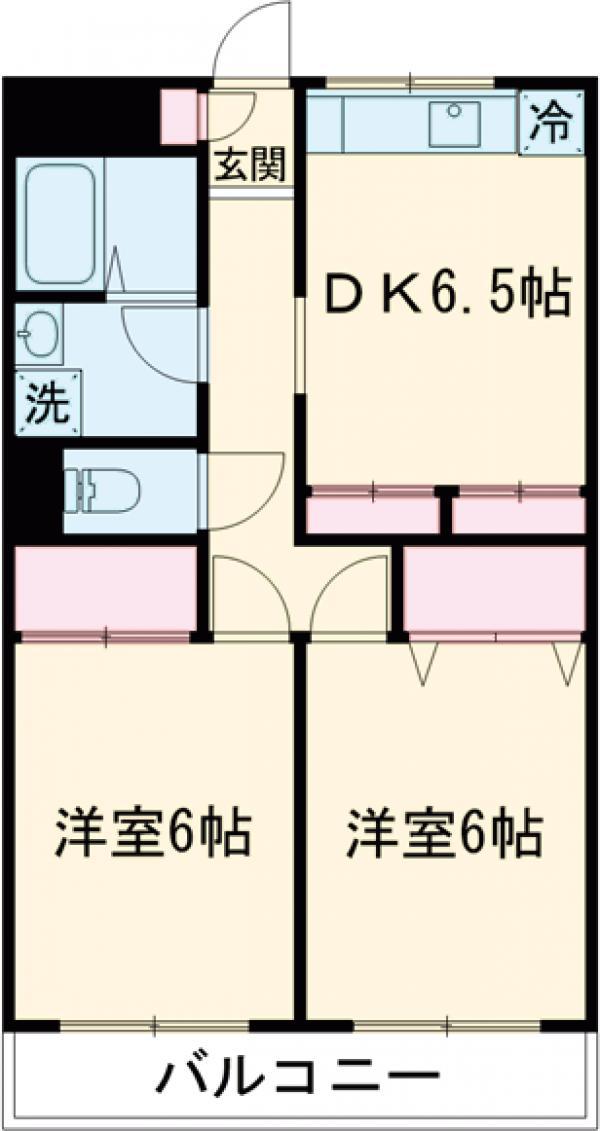 アムールオオカサ(2DK/1階)の間取り写真