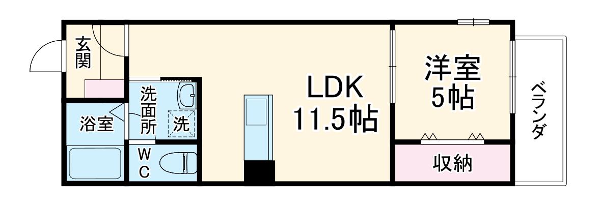 HERBE豊中曽根(1LDK/3階)の間取り写真