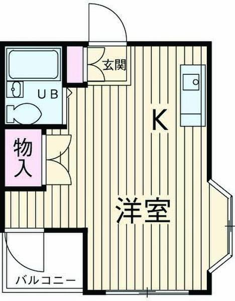 パークサイドビル(ワンルーム/2階)の間取り写真