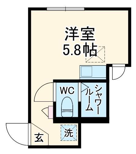 アンブランシュ大口B(ワンルーム/1階)の間取り写真