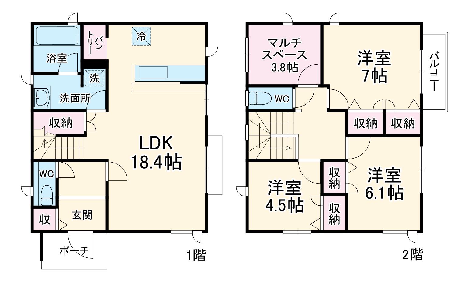 小田急電鉄多摩線 五月台駅 徒歩11分 2階建 築2年(3SLDK)の間取り写真