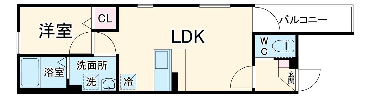 ジュエル守山Ⅰ(1LDK/2階)の間取り写真