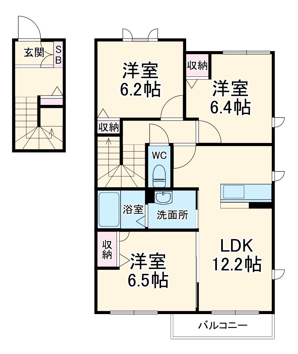エーデルメゾンⅠ(3LDK/2階)の間取り写真