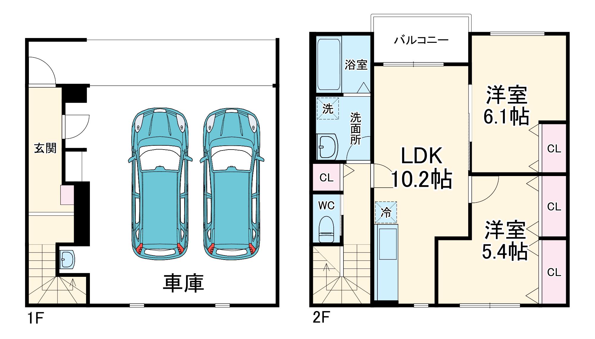 CAMPANA BIANCO(2LDK/1階)の間取り写真