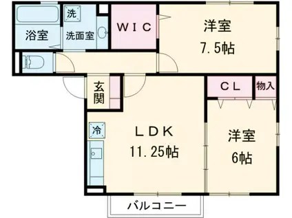 ロイヤルティアラⅢ(2LDK/2階)の間取り写真
