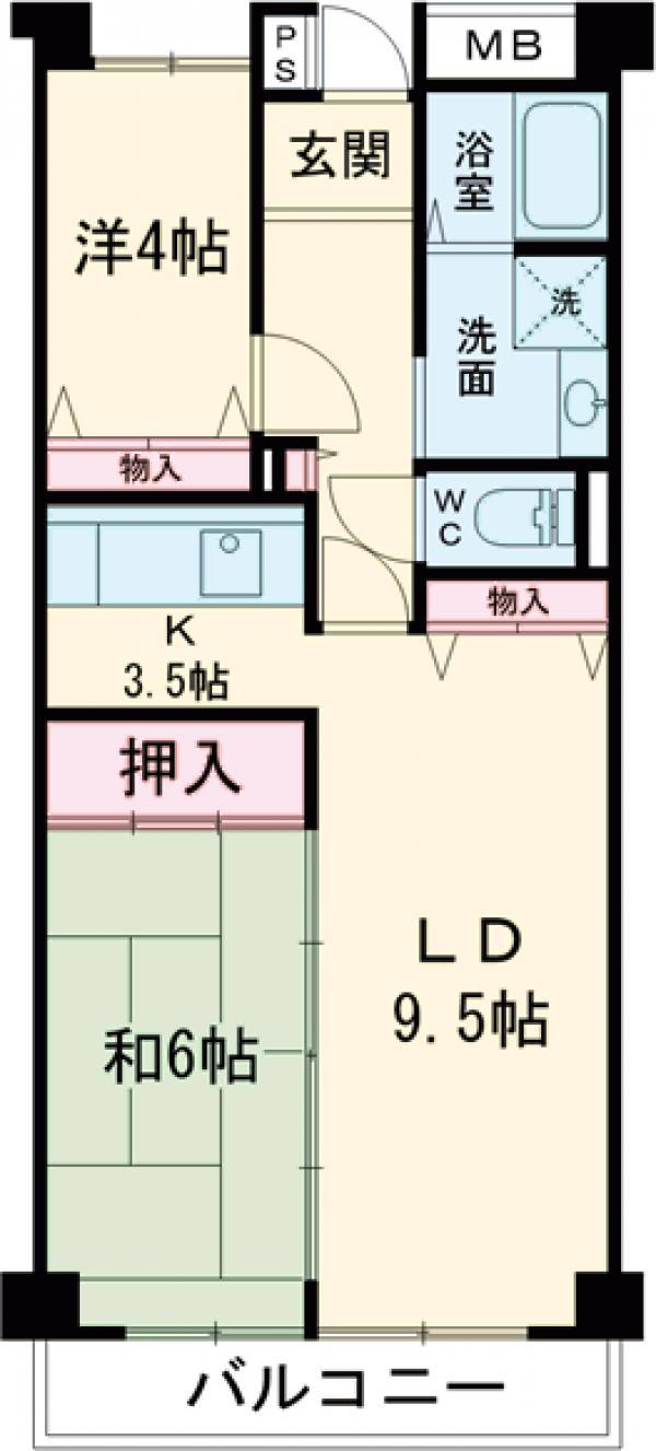 フレール綾瀬 2(2LDK/1階)の間取り写真