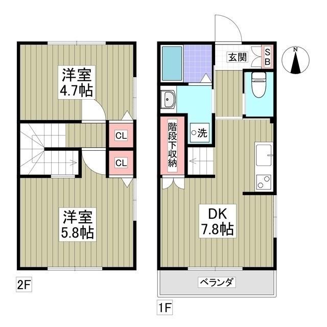 グラディートA棟(2DK/1階)の間取り写真
