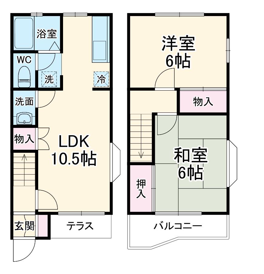 フォレストコートYAMA B(2LDK/1階)の間取り写真