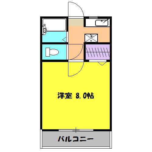 青木ヒルズα-2(ワンルーム/1階)の間取り写真