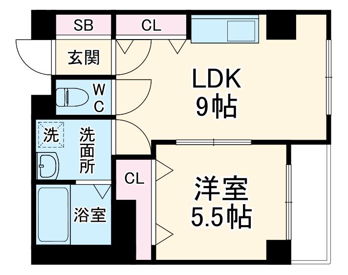 リックリグ塚本(1LDK/3階)の間取り写真