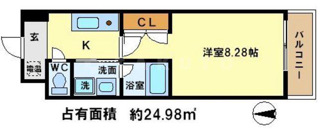 ファーストコート五条新町(1K/4階)の間取り写真