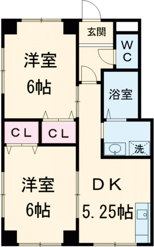 コーポニシムラ 2号棟(2DK/1階)の間取り写真
