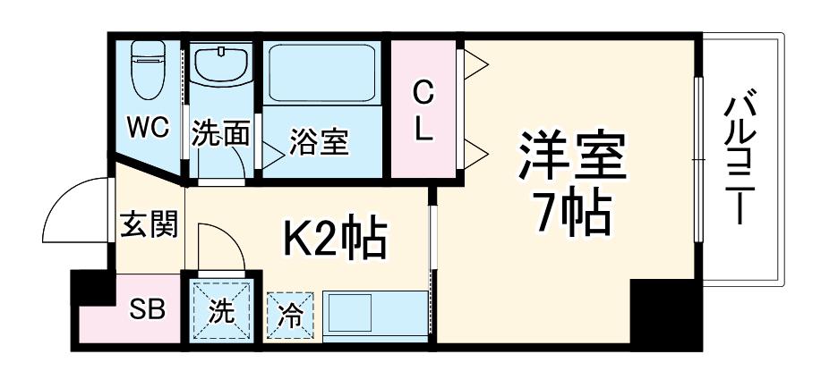 GRAND—K靭公園(1K/8階)の間取り写真