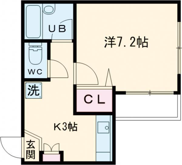 VANフラッツ(1K/4階)の間取り写真