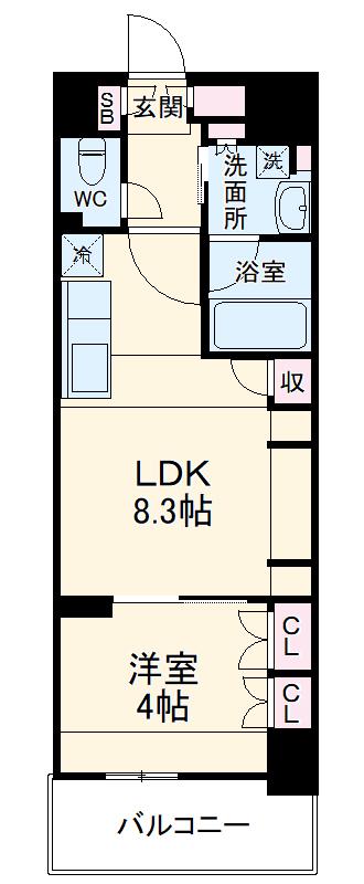 デュオステージ関内2(1LDK/10階)の間取り写真