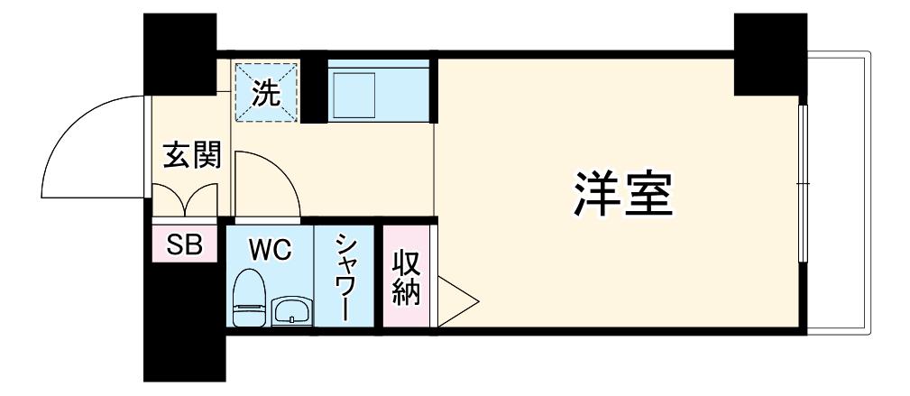 ヴァンハウス吉野町(ワンルーム/2階)の間取り写真