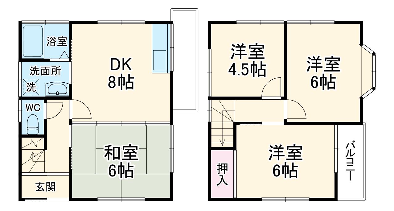 千代田・常磐緩行線 北松戸駅 徒歩12分 2階建 築37年(4DK)の間取り写真