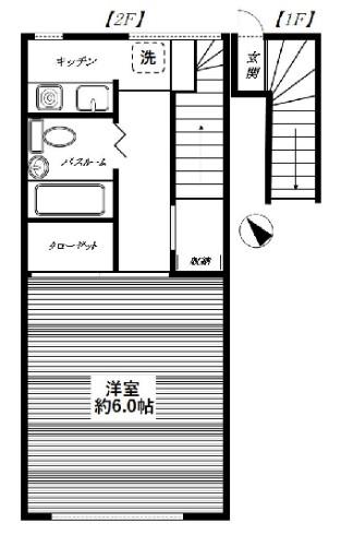コーポ金子(1K/2階)の間取り写真