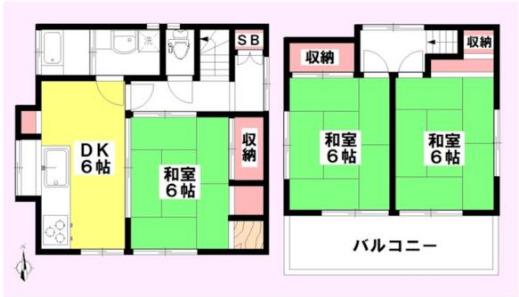 高崎線 上尾駅 徒歩13分 2階建 築55年(3DK)の間取り写真