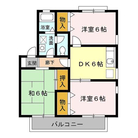 クローカス(3DK/1階)の間取り写真
