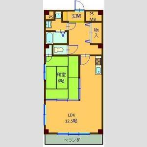 グランドヒルズ入場3番館(1LDK/3階)の間取り写真