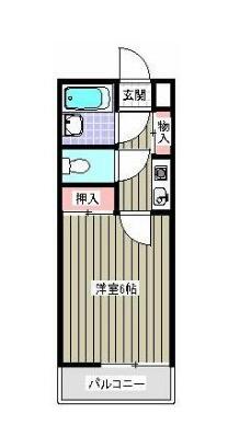 KSハイツ(1K/2階)の間取り写真