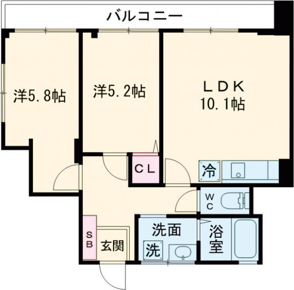 ブライトレジデンス仙川(2LDK/2階)の間取り写真