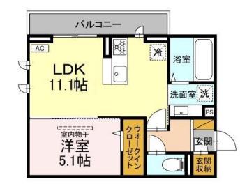 D-ROOM君塚ⅠA(1LDK/2階)の間取り写真