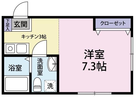ダイヤモンドヒルズ横浜原宿Ⅰ(1K/1階)の間取り写真