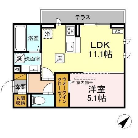 D-ROOM君塚ⅠB(1LDK/1階)の間取り写真